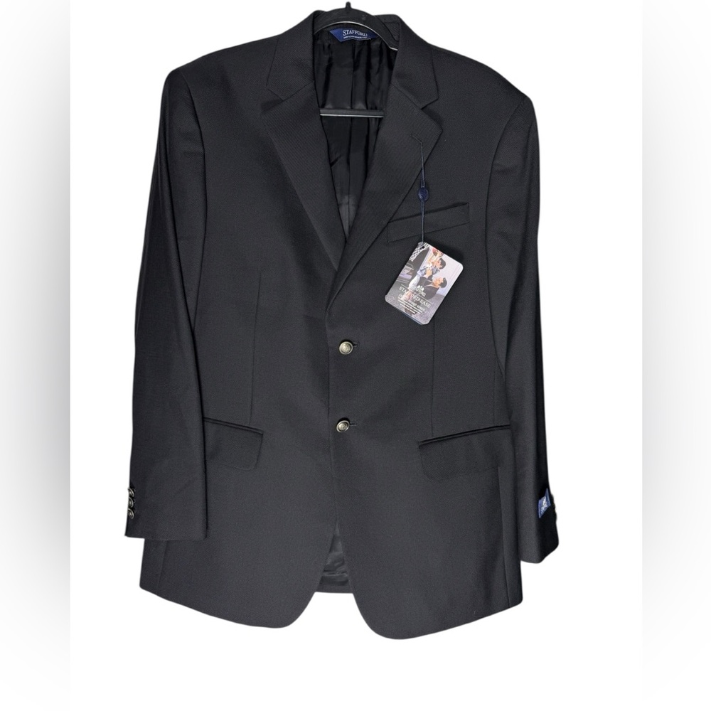 Stafford Ease Men’s Black Blazer 40R Wool Blend Stretch Sport Coat Jacket NWT